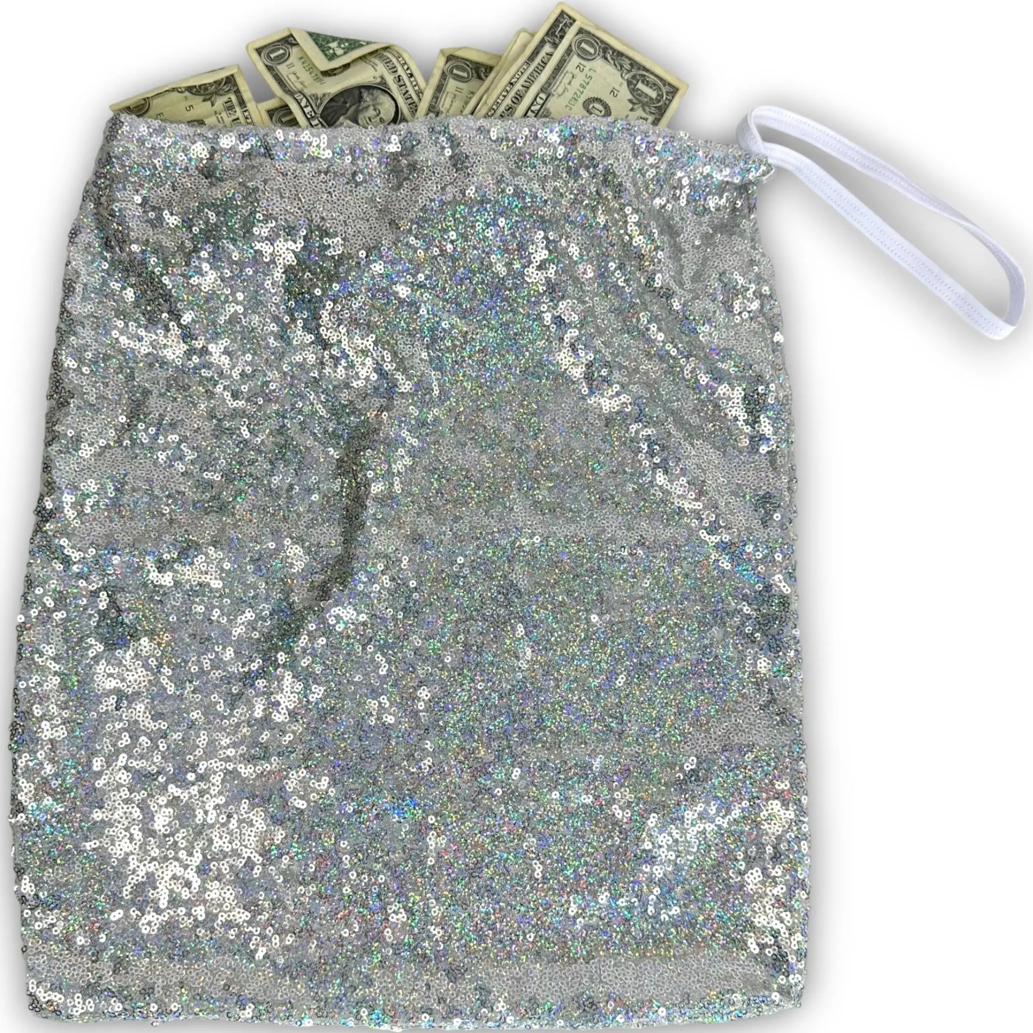 Silver Sequin Money Bag