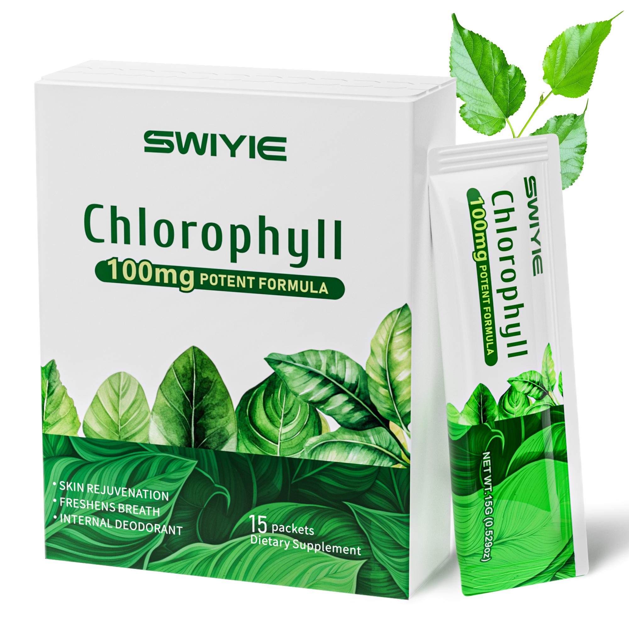 Swiyie Chlorophyll 100mg Potent Formula - 15 Pack of Edible Healthcare for Body Odor, Skin Clarity & Liver Support, Plant-Based, Sugar-Free Swiyie Chlorophyll 100mg Potent Formula - 15 Pack of Edible Healthcare for Body Odor, Skin Clarity & Liver Support, Plant-Based, Sugar-Free