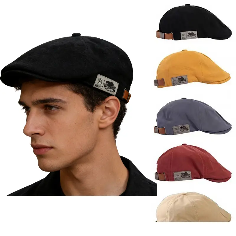 Japanese-style street hip-hop forward cap with patch, baseball cap for summer and autumn, versatile, can be worn backward, beret hat for men and women