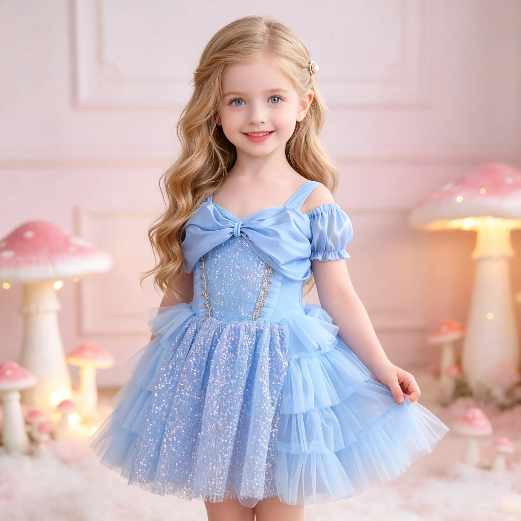 Girls Princess Tutu Dress, Soft Elastic Lace Trim Sparkle Mesh Bodice Cold Shoulder Ballet Outfit for Ballet Training Dance Competition Performance& Birthday