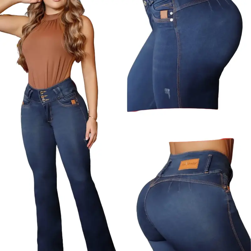 COLOMBIAN BONBONUP WOMAN'S BUTT LIFTER JEANS WITH THEE BUTTOS