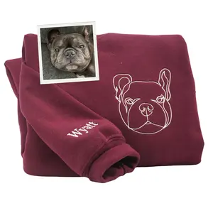 Custom Dog Mom Outline Embroidered Sweatshirt or Hoodie – Personalized Gift for Pet Lover Birthday Mother's Day, Valentine Day