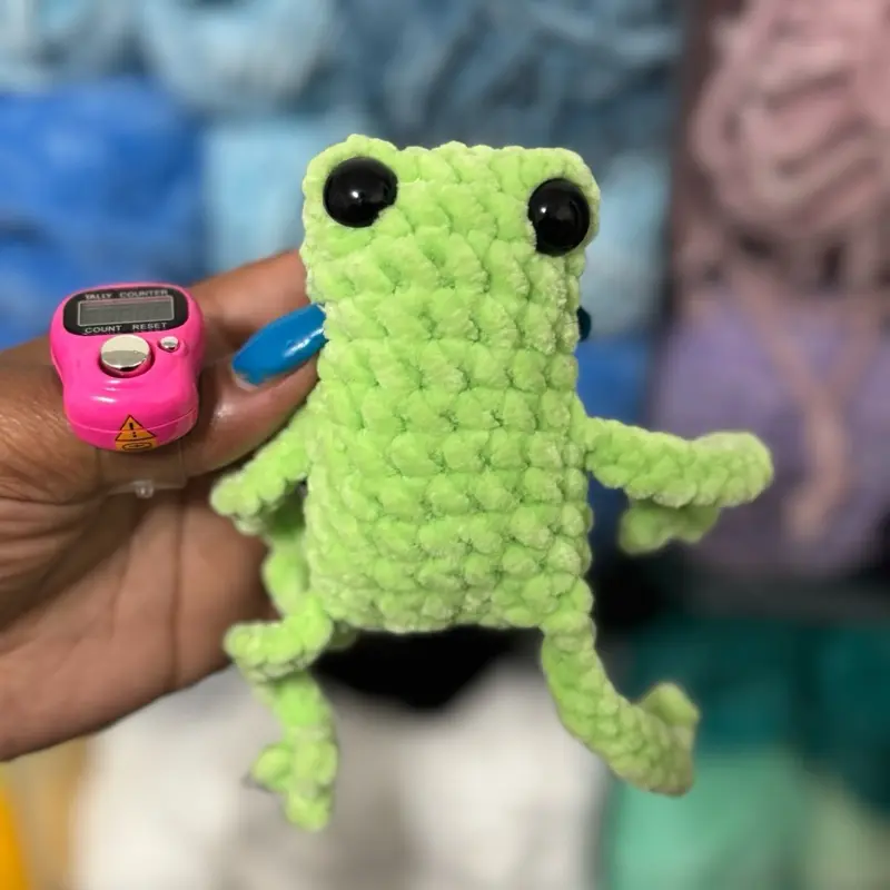Hand-crocheted leggy frog Hand-crocheted leggy frog