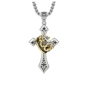 September Laurel Easter Stainless Steel Crown Cross Necklace for Men and Women Faith Prayer Accessories Gift