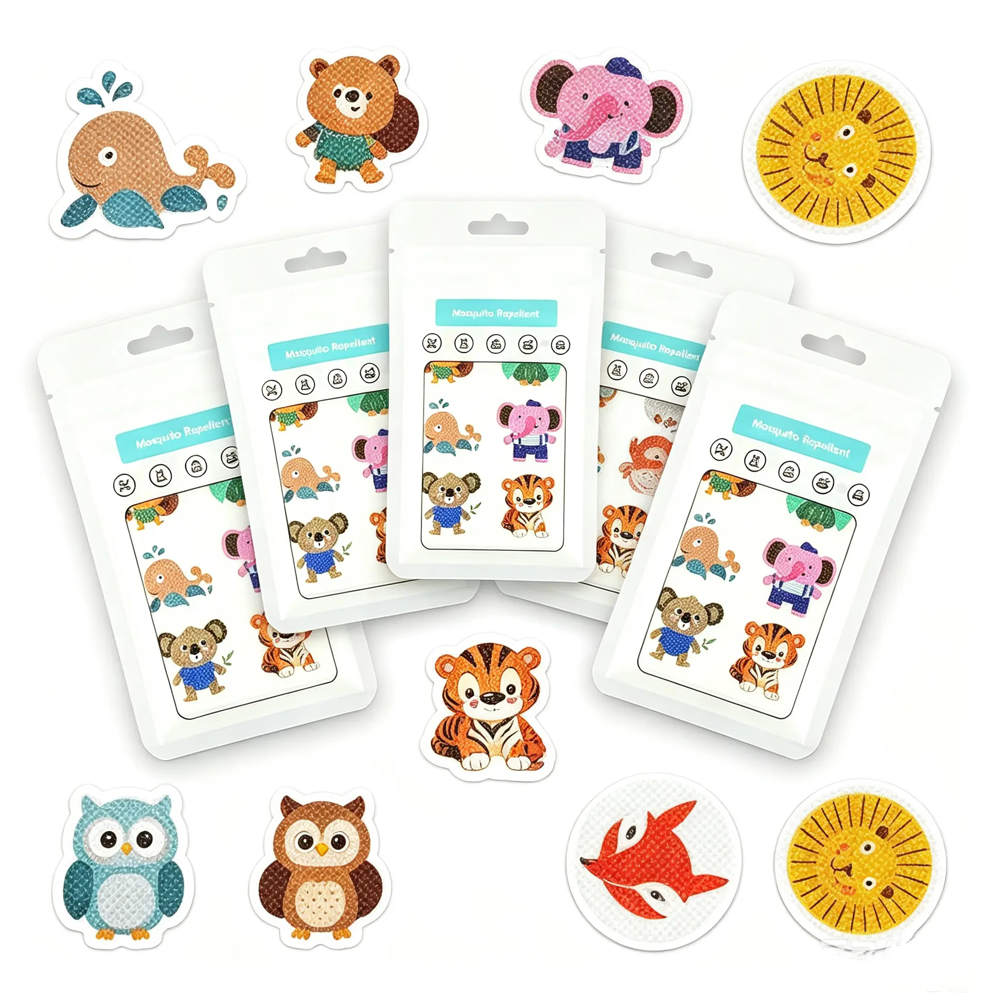 108 Counts Animal insect repellent sticker, cute animal design,6 pieces/pack, sticks to clothes, backpacks, chairs, preserves effectiveness when sealed，applicable to for Family Camping, Travel & Outdoor Fun
