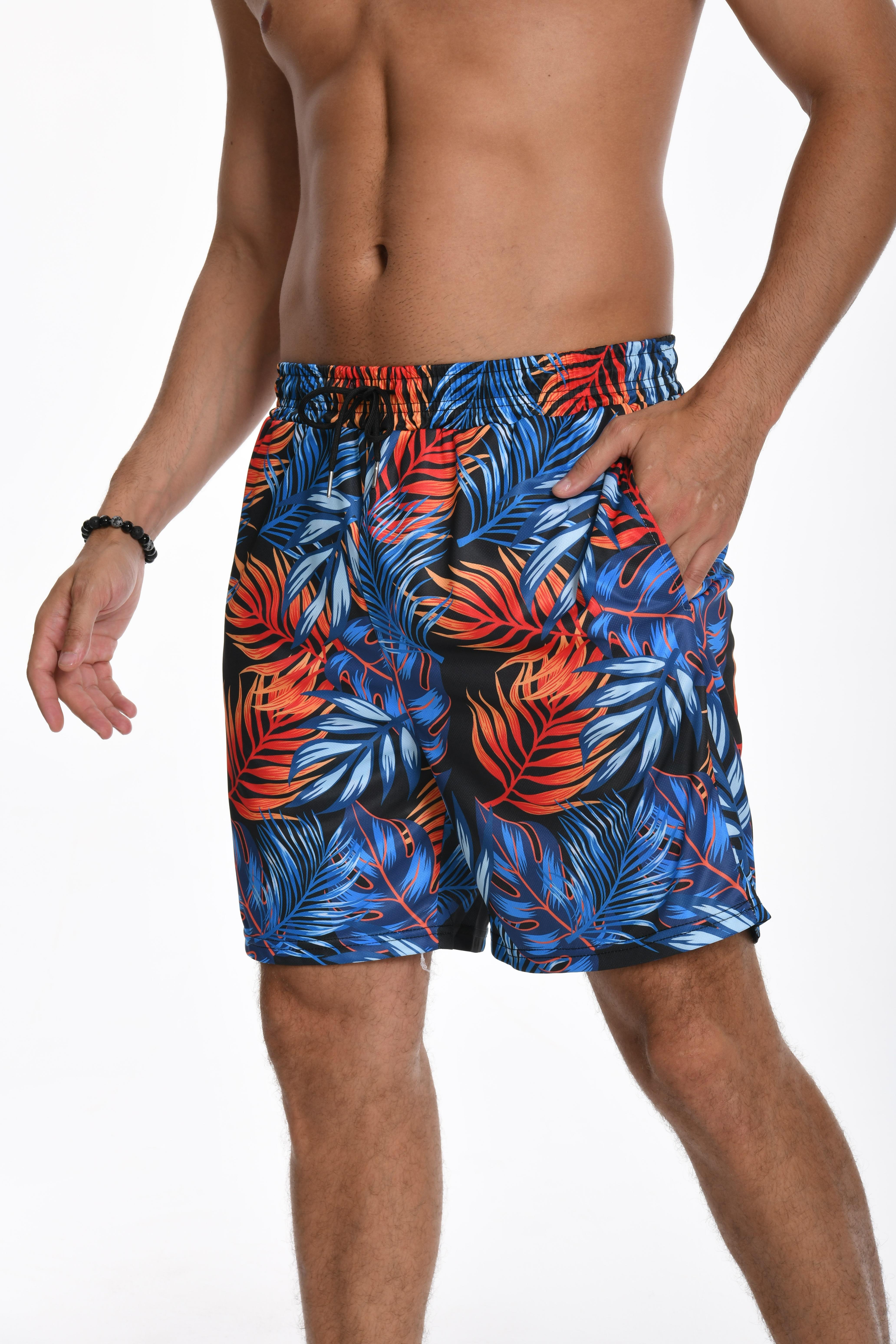 JUNBAOSS Men’s Swim Trunks with Compression Stretch, Beach Shorts with Pockets, No-Chafing Boardshorts, Breathable Fit, Hawaiian Beach Shorts, Sportswear