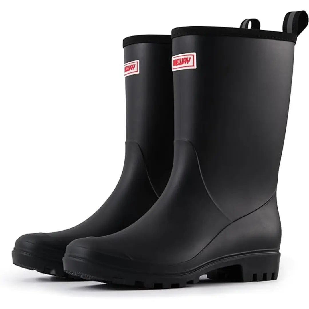 SUREWAY Women's Mid Calf Rain Boots, 8-Inch Matte Waterproof PVC Rubber Gardening Shoes, Comfortable & Lightweight for Outdoor Walking, Easy On/Off