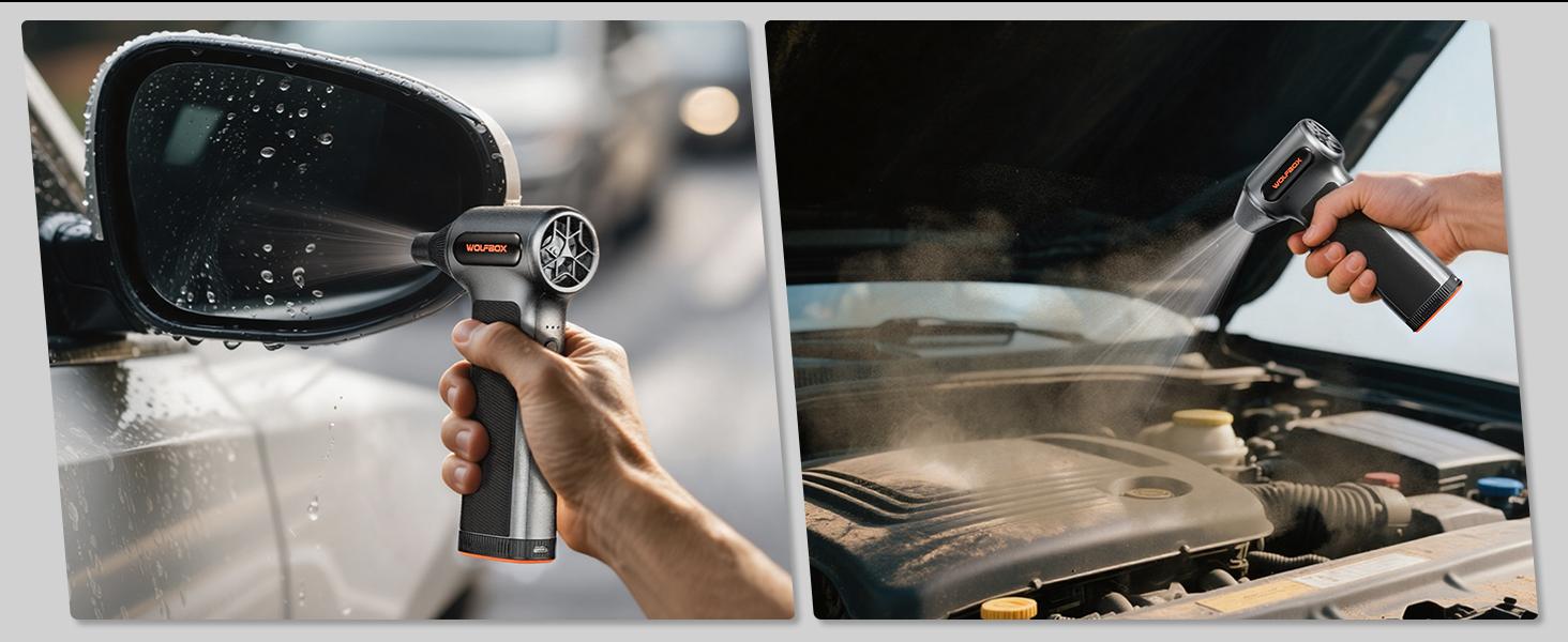 WOLFBOX MF100 Electric Air Duster 150000RPM Super Power Cordless Rechargeable Blower with 5 Nozzles & 2 Brushes for Computer Keyboard Outdoor House Car Cleaning - Multifunctional Portable Multifunctional TikTokShopHolidayHaul