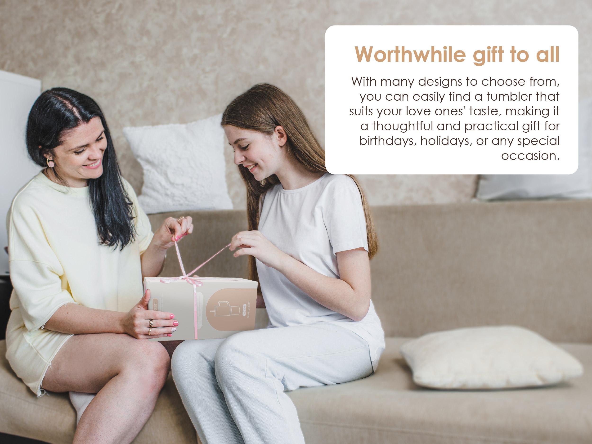 SANDJEST Insulated 40oz Tumbler with Handle & Straw, Easy-Clean, Cup Holder Friendly Base, Suitable for Outdoor Travel Office Spring Mother's Day Gift