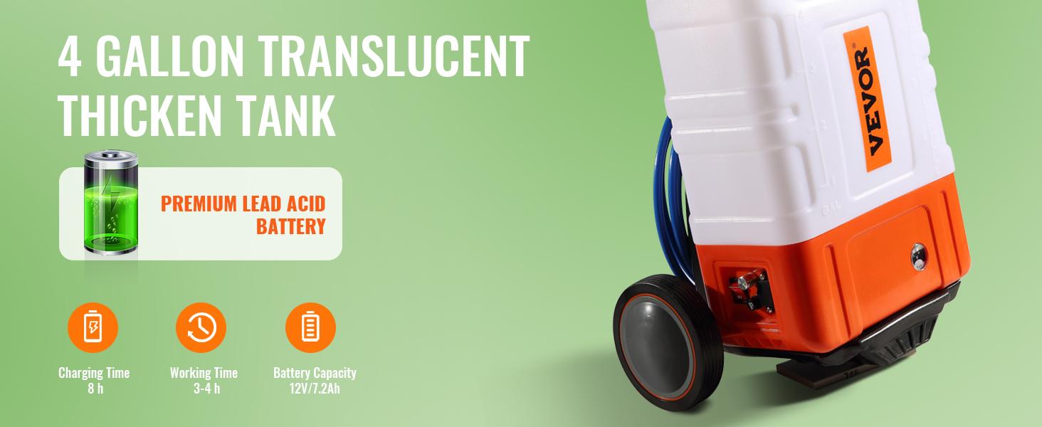 VEVOR Battery Powered Backpack Sprayer, Two Version, Adjustable Pressure, 4 Gallon Tank, with 8 Nozzles and 2 Wands,  Wide Mouth Lid for Weeding, Spraying, Cleaning