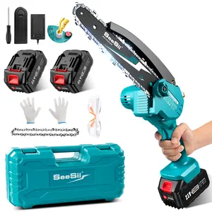 SeeSii Mini Chainsaw 8 inch, Electric Chainsaw Cordless, Upgraded Brushless Chainsaw with Auto Oiler, 2pcs 4000mAh Batteries, Battery Powered Saws Handheld Chain Saw for Tree Branch Wood Cutting CS800 #TikTokShopBlackFriday