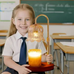 Electric Timer for Candle Heating Lights — Modern Romantic Adjustable Height Dimming Heated Candle Warmer, Flame-Free Warm Wax Melter, Essential for Modern Homes, Perfect for Holiday Gifts   Light Metal  Bronze Thermal Fragrance