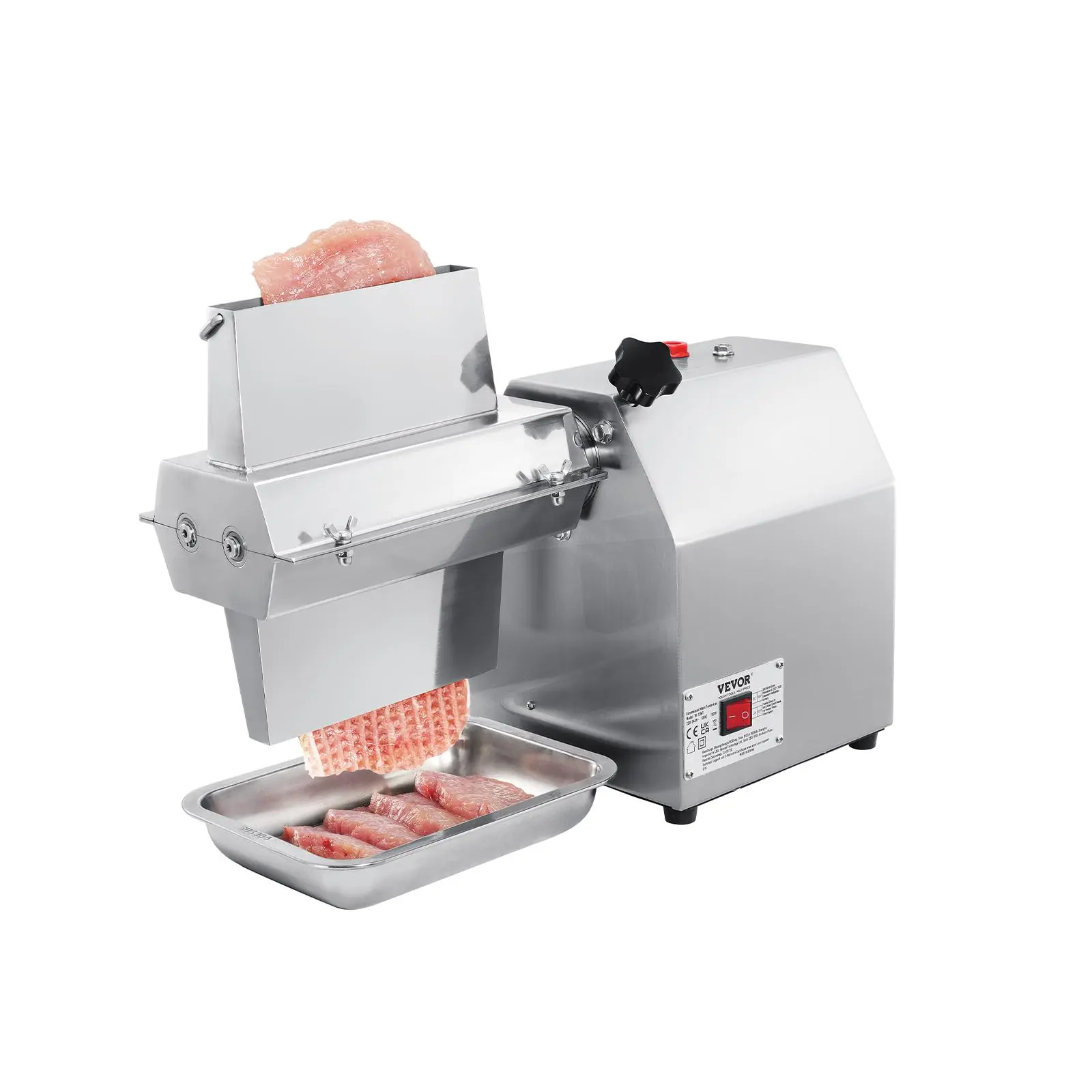 【Backtoschool】VEVOR Commercial Meat Tenderizer, Heavy Duty 304 Stainless Steel Kitchen Tool with Meat Tong, Cleaning Brush, and Tray, 750W Electric Meat Tenderizer Machine for Beef, Turkey, Chicken, Pork, and Fish