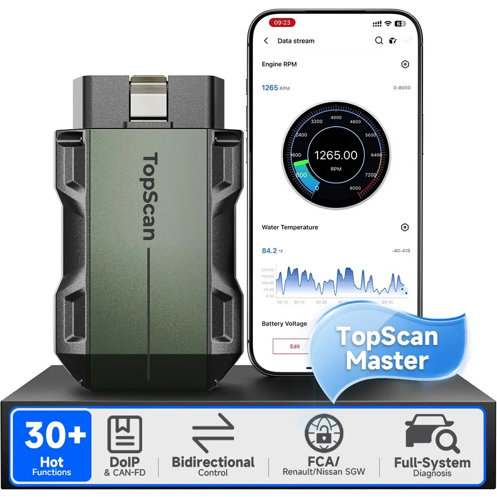 [SummerSale]TOPDON Topscan Master OBD2 Scanner Bluetooth, 2026 Wireless Bidirectional Scan Tool, All System Diagnostic Tool for iOS & Android, 30+ Resets, FCA AutoAuth, CAN-FD/DoIP, Upgraded Version of TopScan, Automotive Diagnostic Scanner, Vehicle,, Veh