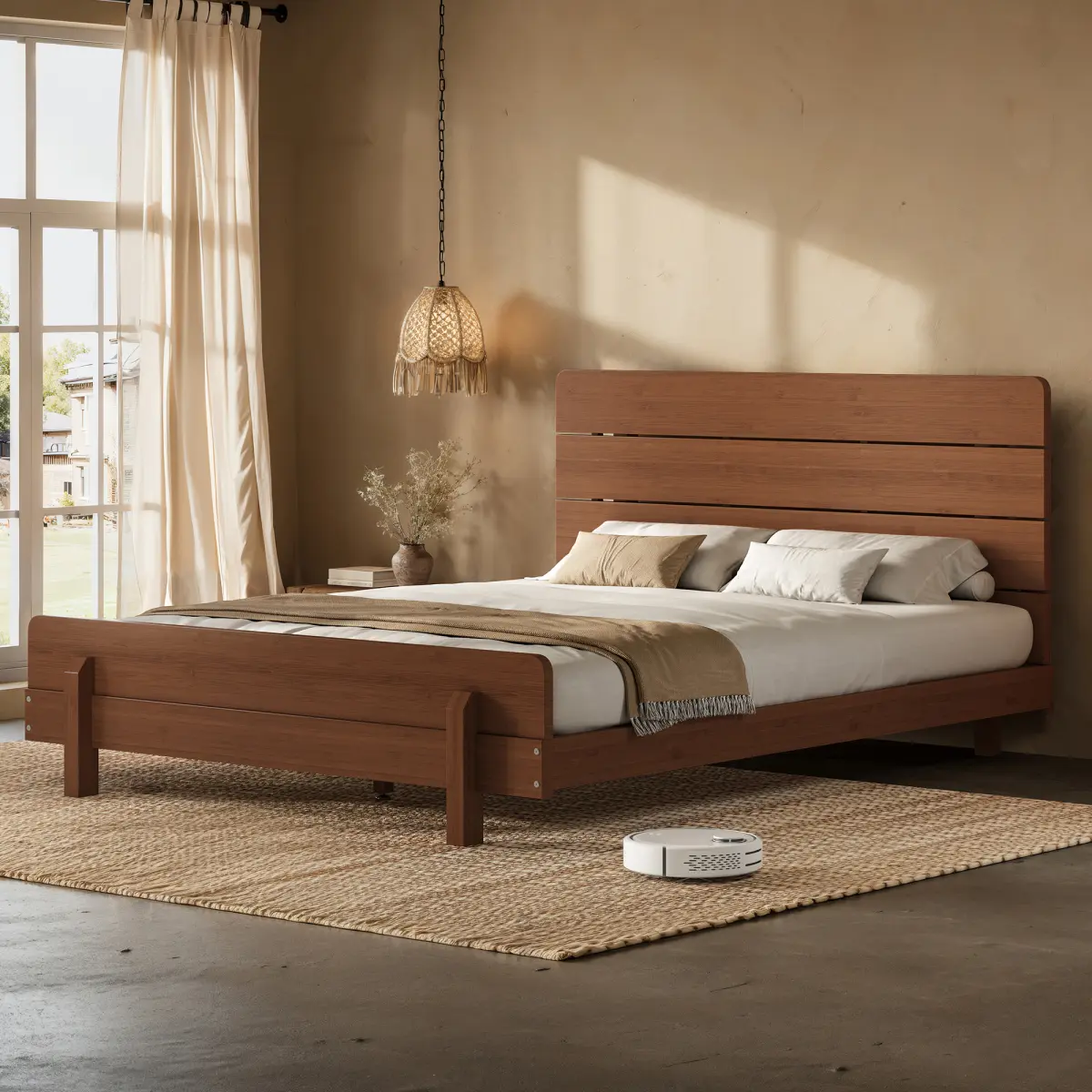 [Bellemave] Full/Queen/King Bamboo Platform Bed| Headboard & Support Slats| Easy Assembly| No Box Spring Needed
