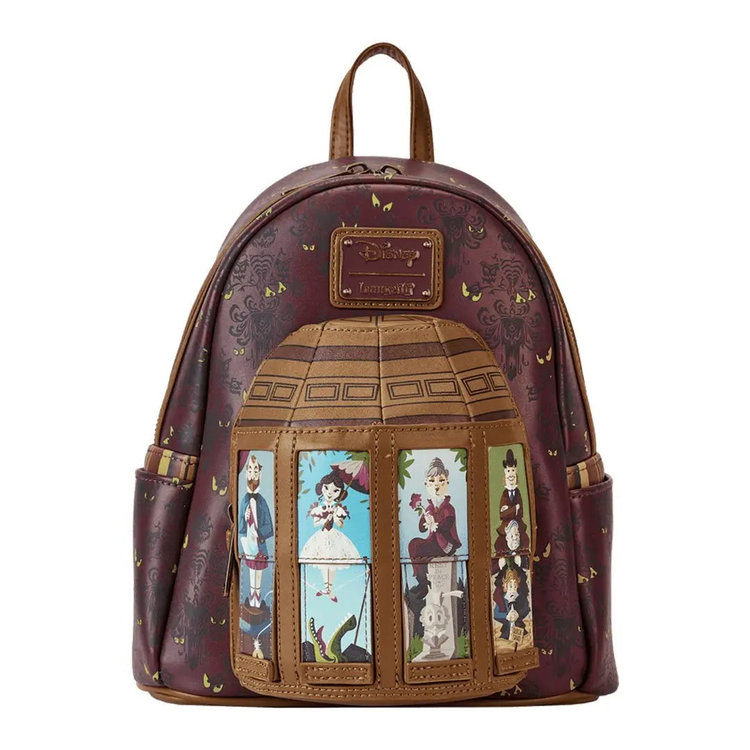 Loungefly Disney Haunted Mansion Portraits Women's Faux Leather Mini Backpack, Glow-in-the-Dark Daypack with Debossed Details, Backpacks Women, Casual Daypack, Adjustable Strap, Glow-In-Dark, Mini Backpacks
