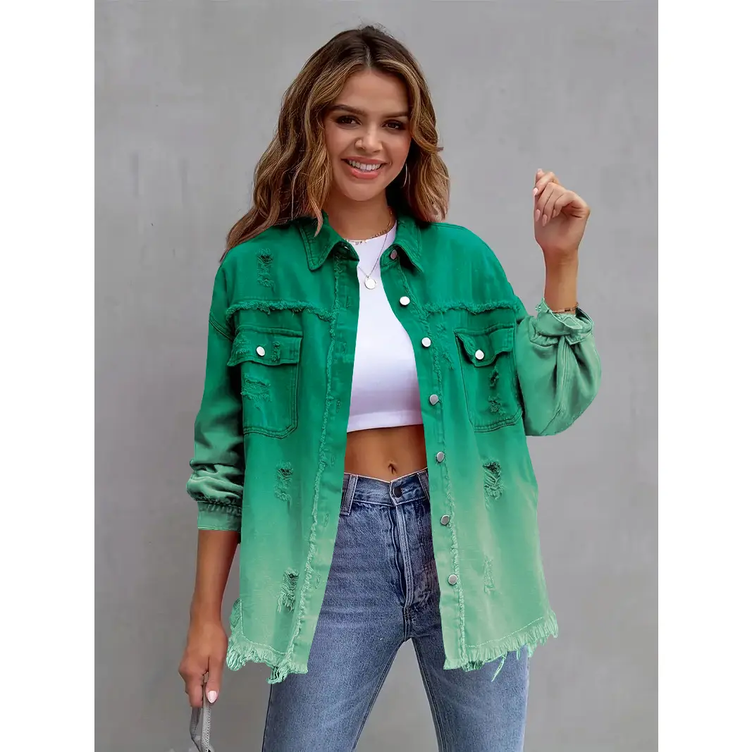 Women's Denim Jacket Fleece Bottom with Pockets Fashionable Jacket