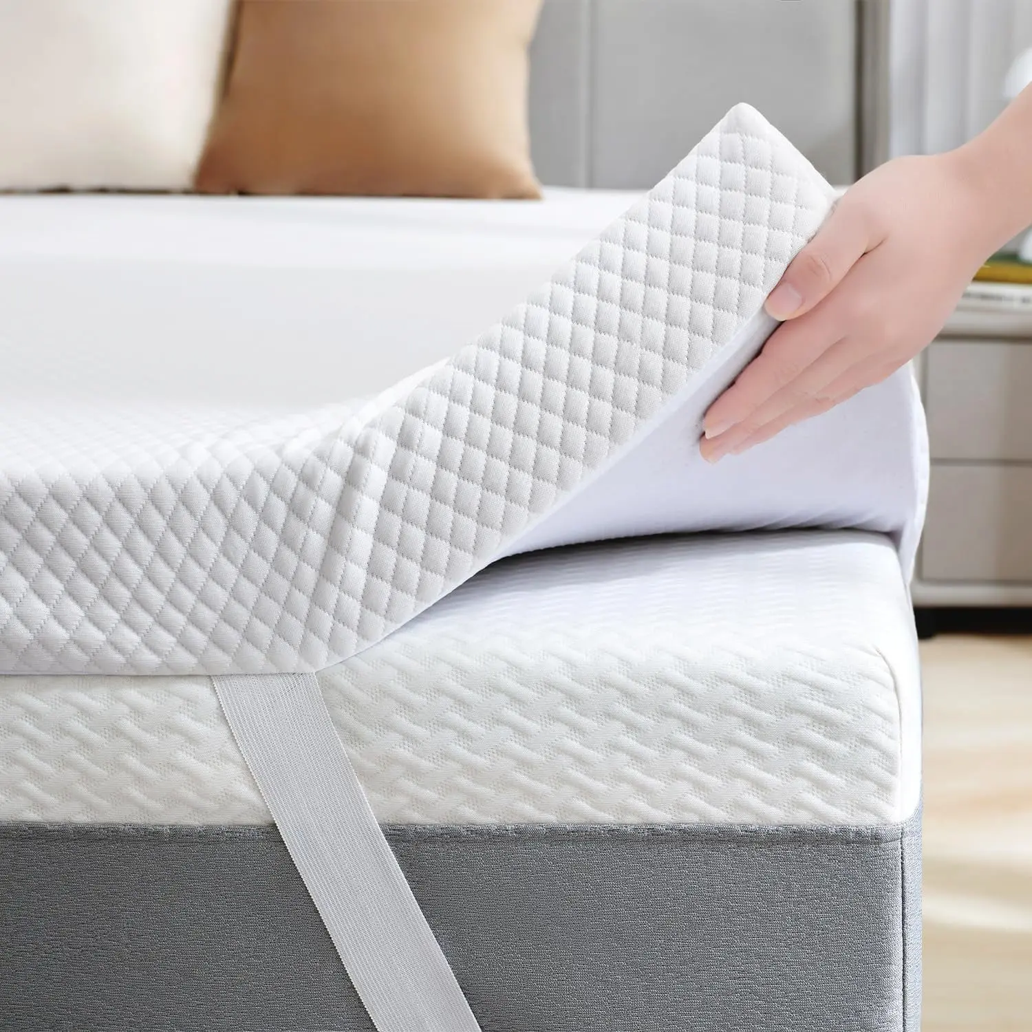 3 Inch Gel Memory Foam Mattress Topper Twin Size, Ventilated High Density Pad for Back Pain, Bed Topper with Removable Soft Cover, CertiPUR-US Certified Gel memory foam mattress, detachable soft cover, white (2-4 inches)