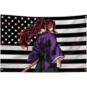Kokushibo American Flag Demon Slayer Anime Banner – Kimetsu No Yaiba Outdoor Garage Flag Tapestry Decor summerwins