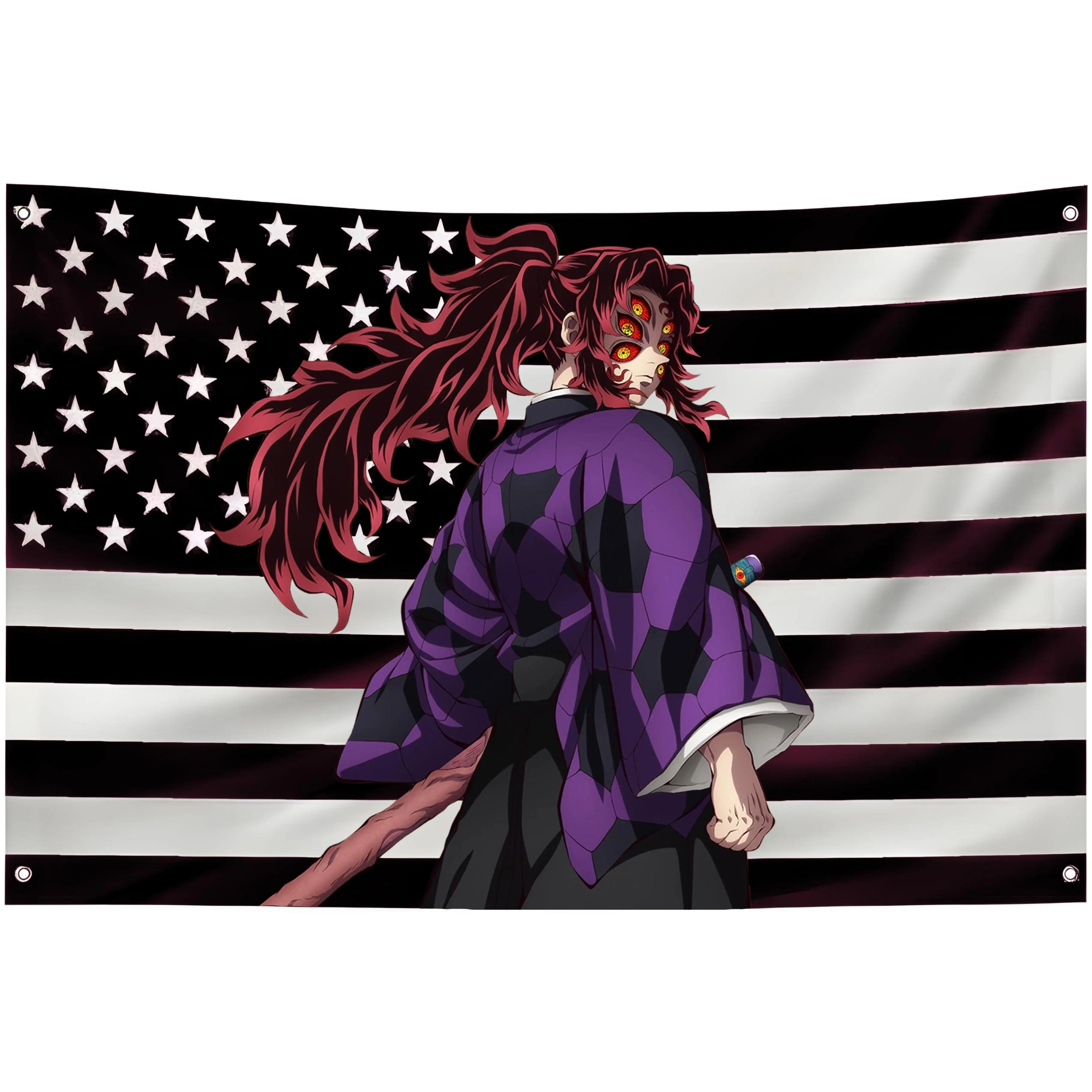 Kokushibo American Flag Demon Slayer Anime Banner – Kimetsu No Yaiba ...