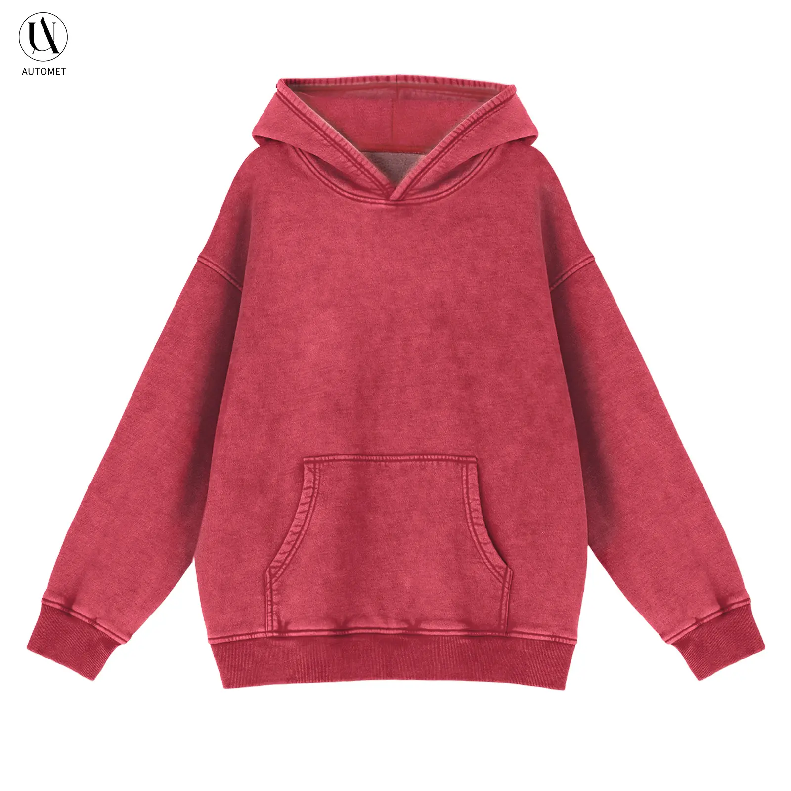 AUTOMET Women's Acid Wash Oversized Hoodie Sweatshirt - Long Sleeves Basic Casual Cozy Top, Minimalist Cute Unisex Relaxed Athletic Warm Spring Streetwear (Fresh Red, 1 Piece), Tops for Women, Baggy, Women's Fashion,back to school,back to school shopping