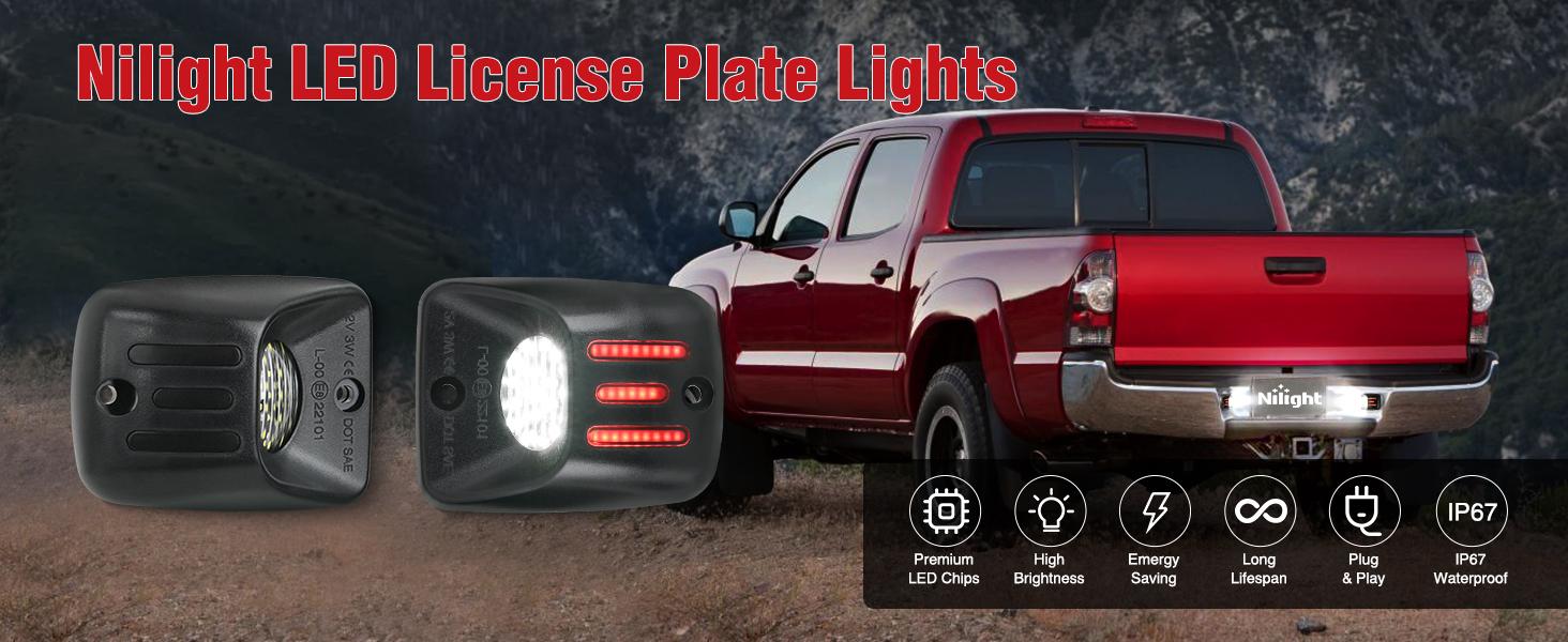 Nilight License Plate Lights Compatible with 1995 1996 1997 1998 1999 2000 2001 2002 2003 2004 Toyota Tacoma Red OLED Neon Tube 6000K White 2PCS Pack