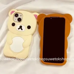 apply toRilakkuma Bear Silicone Soft Cover Case For iphone 16 15 14  Plus 13 12 11 Pro Max mini Plus Xs XR  Plus cat cute