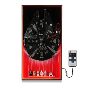 LED Display Wallboard for  75257 Millennium Falcon with Lights, 3mm Backboard & 4 U-Shaped Holders, Space Saving Easy Assembly Home Decor