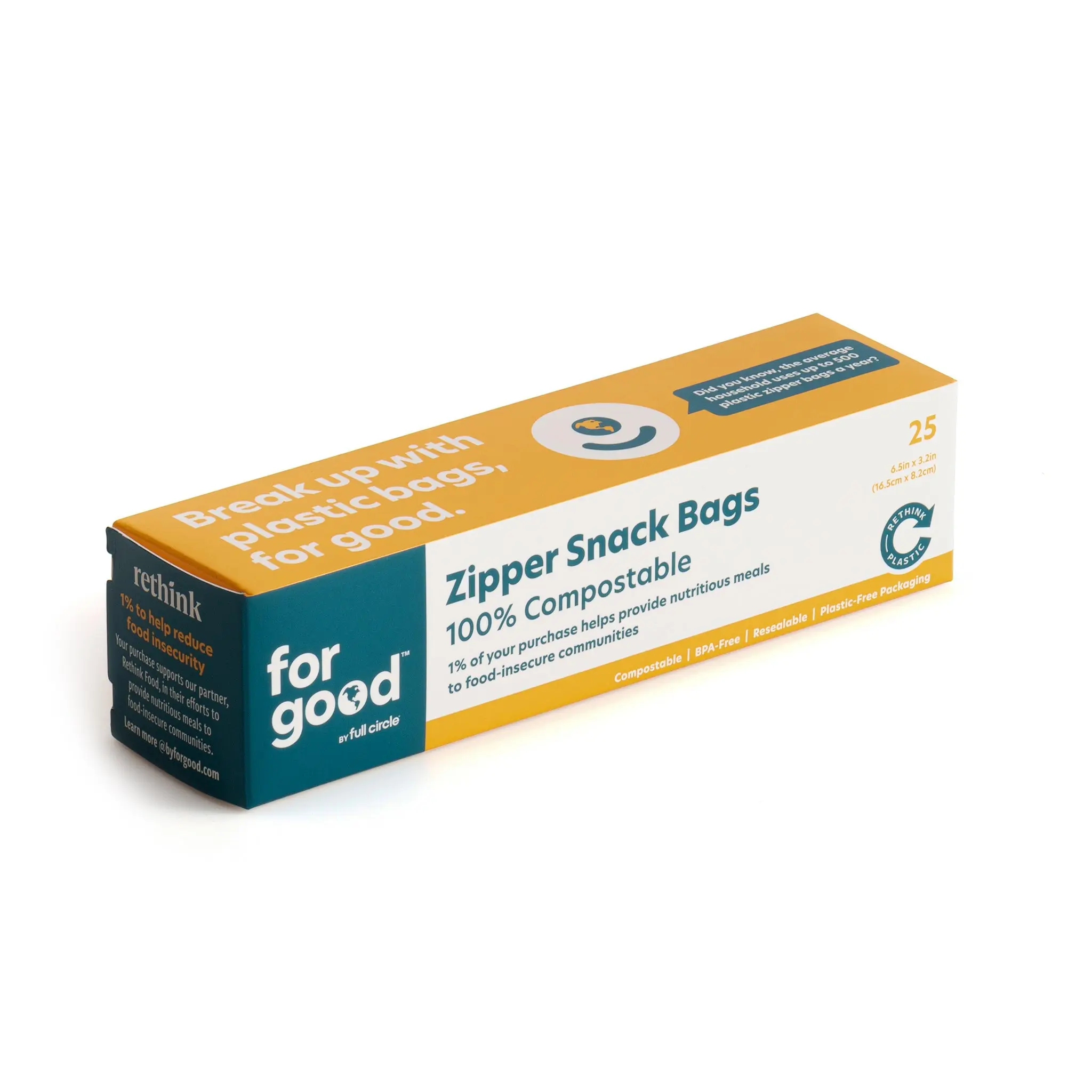 Rethink Compostable Zipper Snack Bags - 100% Compostable Plastic for Kitchen Containers and Utensils