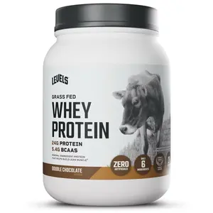 Levels Grass Fed Whey Protein Powder Double Chocolate 23.7oz Zero Artificial Ingredients High Quality Honest Nutrition for Healthcare & Dietary Muscle Supplement