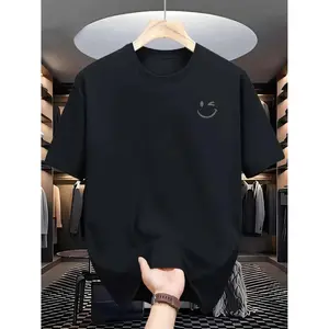 men gifts Men's Smiling Face Graphic Tee - Casual Summer T-Shirt with Crew Neck, Breathable Polyester, Machine Washable - For Men - Perfect for Summer Days & Casual Outings - Great Gift for Friends & Family Menswear Top.