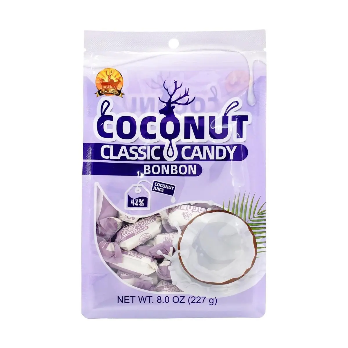 Three Deer Brand Coconut Candy 227g - Rich 42% Coconut Milk Flavor, Authentic Asian Snack