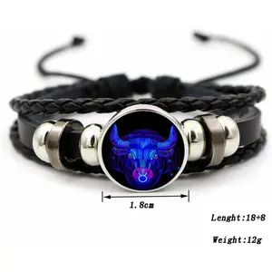 12 Constellation Bracelet Multilayer Zodiac Black Leather Bracelets Zodiac Signs Spirit Bracelet Zodiac Bracelet for Women Men Adjustable Zodiac Sign Wrap Bracelet for Women Men Birthday Jewelry manifestation bracelet