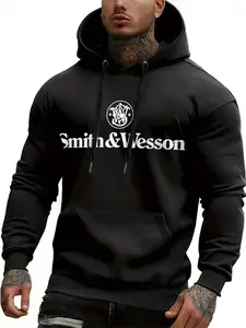 Men's and Women's Heavyweight 25mm Hoodie - Black and White Logo Print Pullover with Kangaroo Pocket and Adjustable Drawstring Hood, Soft and Warm Long-Sleeved Casual Sweater, Suitable for All Seasons, Birthday/Halloween Gift (Men's and Women's Sizes)