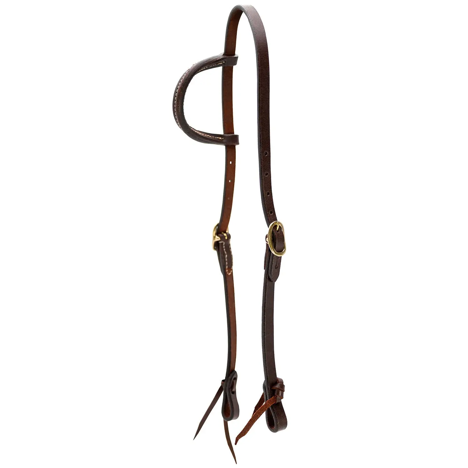 Jeffers LuxeLeather Heavy Oiled Sliding Ear Headstall with Water Tie Bit Ends for Horses