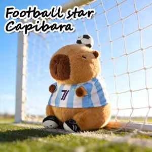 Football Star Capibara Plush Toy in Jersey and Helmet Soft Realistic Gift for Capybara Enthusiasts Holidays Birthdays