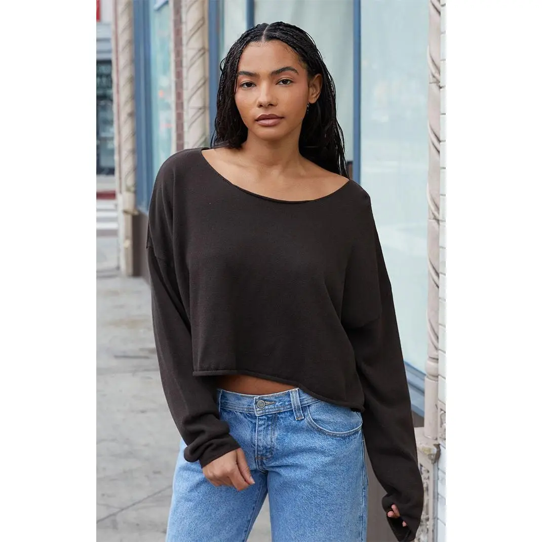 John Galt Women's Brown Cameron Cropped Sweater