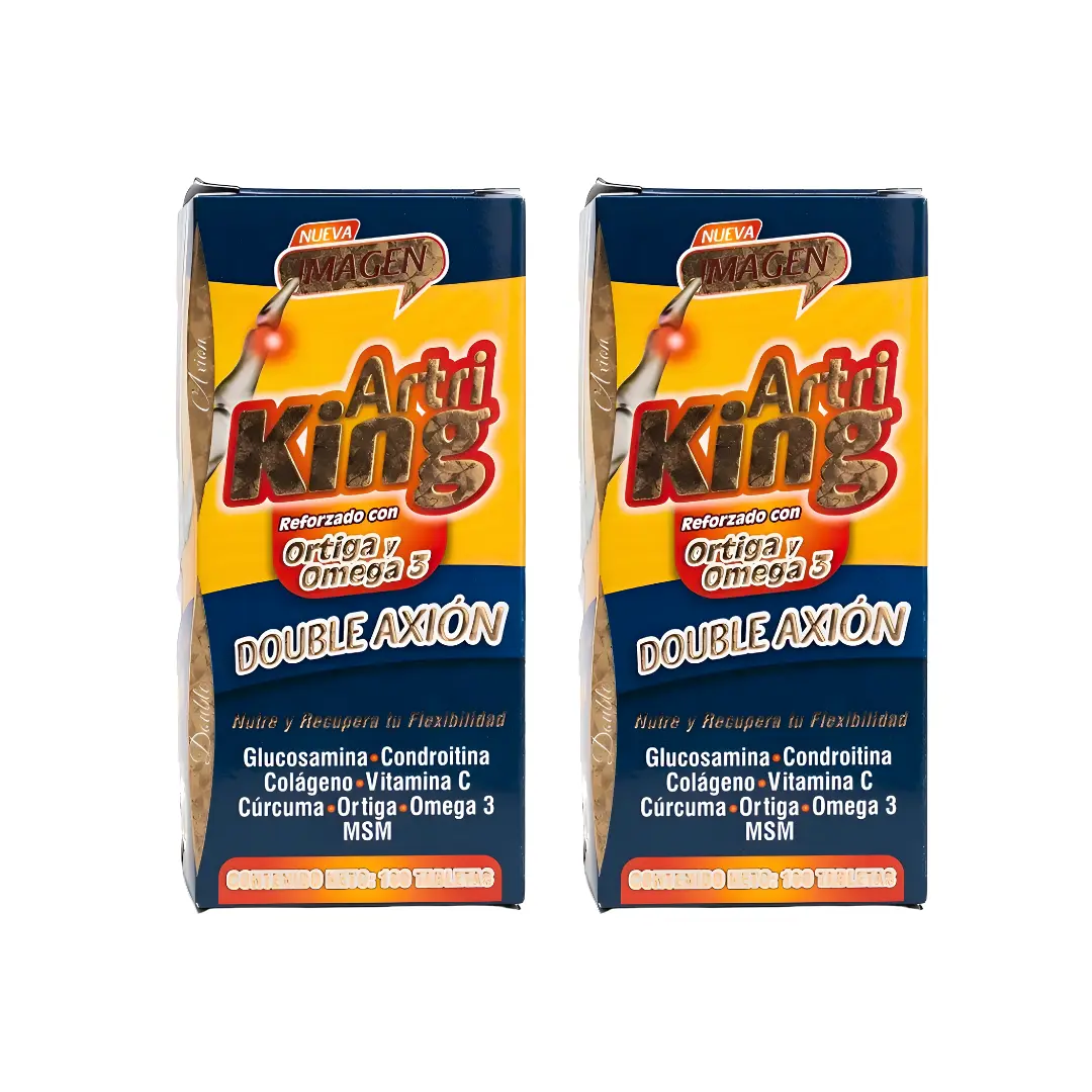 Artriking Reforzado con Ortiga y Omega 3 - 100caps DOUBLE AXION | Glucosamina Condroitina Colageno Vitamina C Cúrcuma Ortiga Omega 3 MSM Joint Health Supplements Chondroitin Healthy Collagen