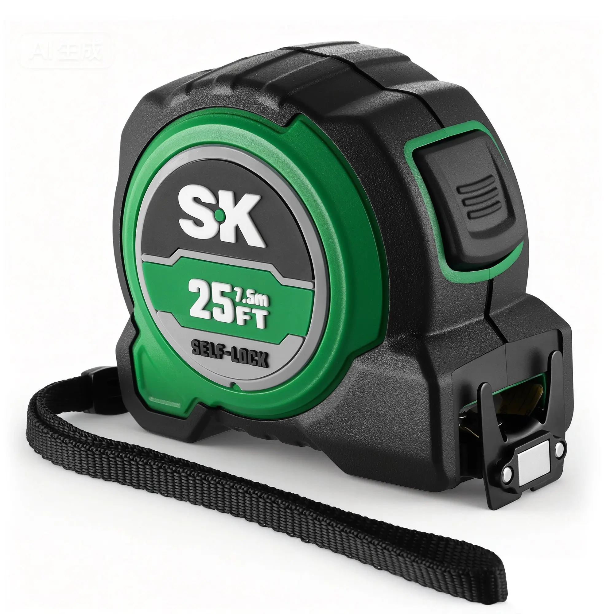 25 Ft. Self-Locking Tape Measurer (Measuring Instrument), #SK02342, ABS-TPE Housing, Nylon Tape, True-0 Magnetic Hook for 1-Person Use