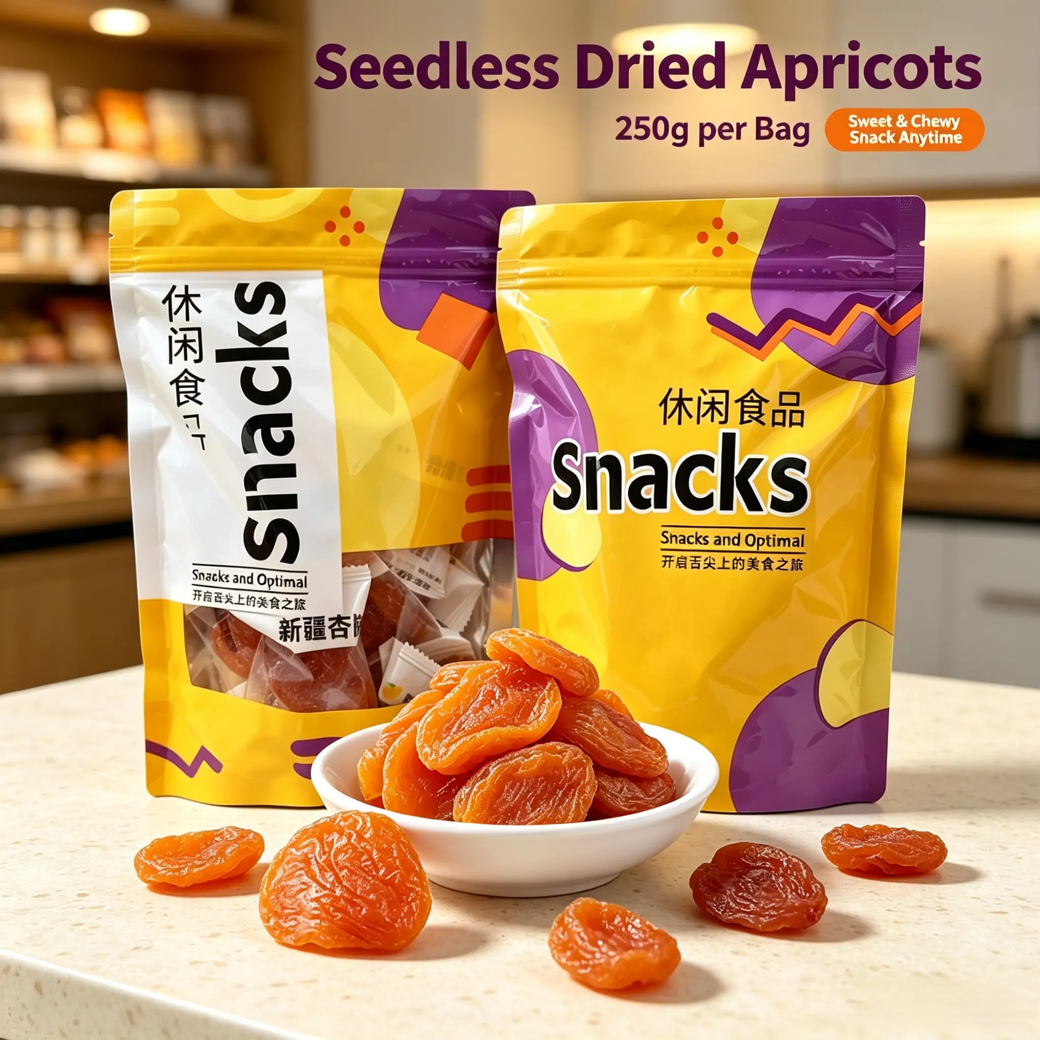 Low-sugar snacks to satisfy your cravings: Sweet and soft pitted dried apricots (no additives), rich in natural nutrients, sweet and sour, and cardiovascular friendly. -V