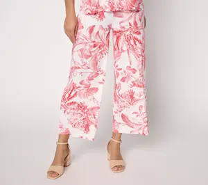 Dennis Basso Petite Printed Italia Knit Pull-On Crop Pant