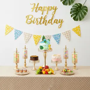 Set Of Ten Gold Modern Cake Stands And Candy Jars For Wedding Birthday Display