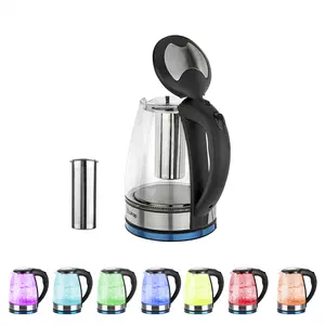 110V 1200W 1.8L Electric Glass Kettle US Plug with LED Lights, 360° Rotation Base, Auto Shut-off, and Filter for Instant Coffee & Tea Seven colors to choose from electrickettle Rapid Boiling hervidor para fiestas