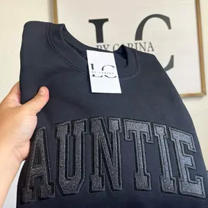 Black Embroidered Auntie Sweatshirt TShirt Hoodie with Glitter Vinyl | Aunt Gift | Personalized Auntie Jumper | Auntie Apparel
