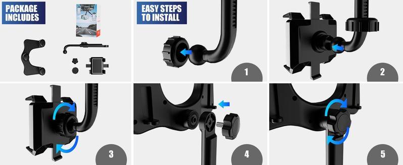 IMOLI 360° Rotating Rearview Mirror Phone Holder: Retractable, Durable, Strong Grip, Detachable Universal Design - Suitable For Most Mobile Phones IMOLI 360° Rotating Rearview Mirror Phone Holder: Retractable, Durable, Strong Grip, Detachable Universal Design - Suitable For Most Mobile Phones