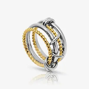 EVRY JEWELS Gold or Silver Plated Women's Hypoallergenic Unbothered Stacked Ring