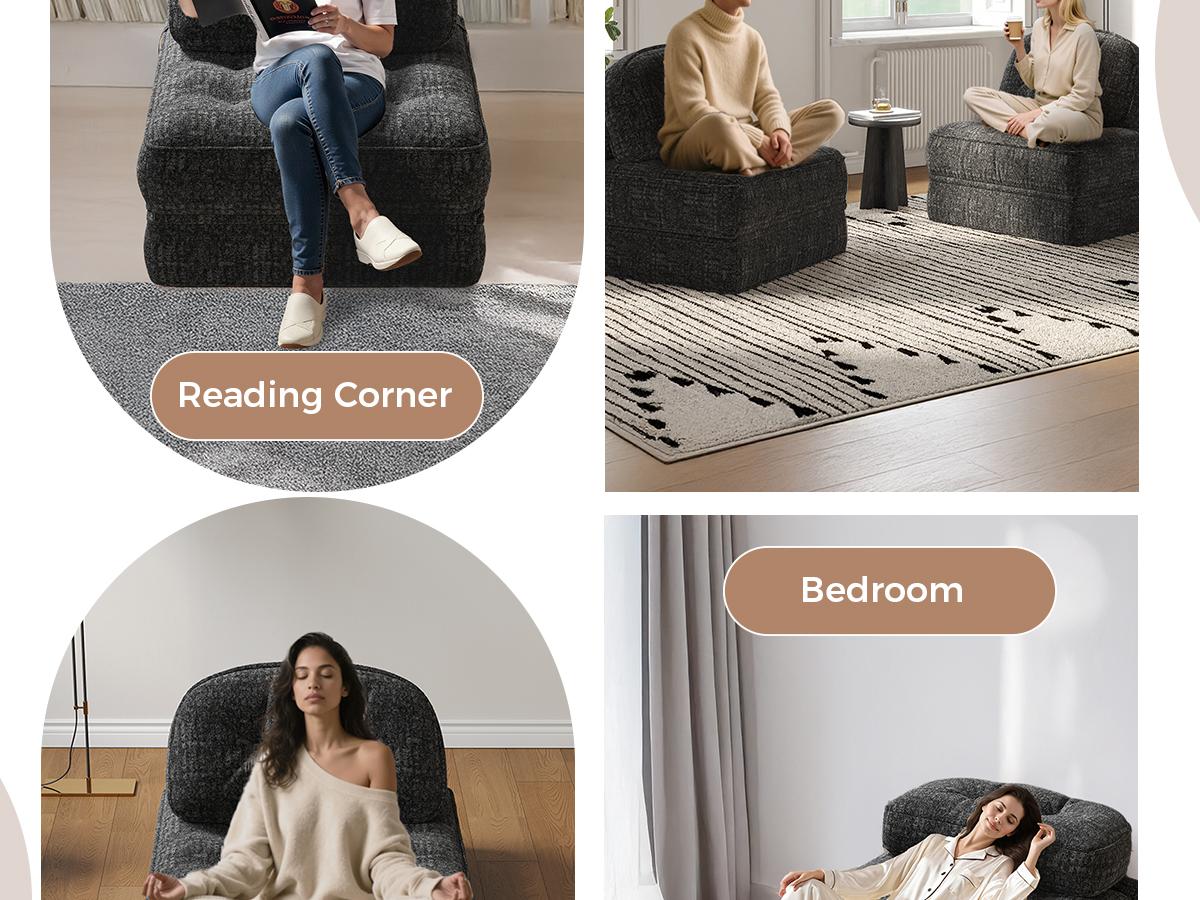 Summervibes Dowinx Foldable Velvet Sofa Bed: Modern Single Design for Apartments, Living Room, Bedroom - Comfy Lounge & Gaming Couch for Kids/Adults