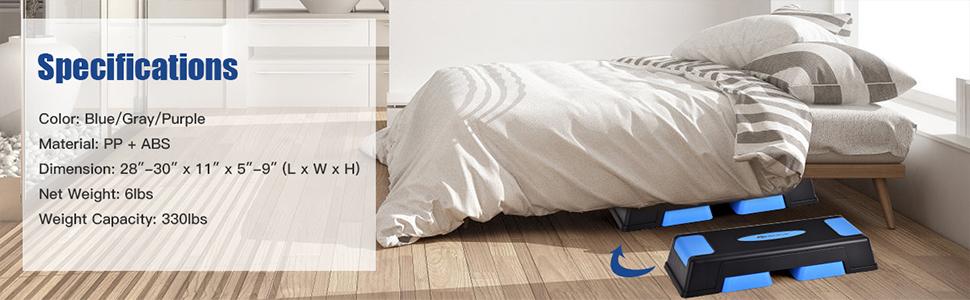 [Costway] 30'' Aerobic Stepper with Risers, 5” 7” 9” Levels Height Adjustable, Workout Fitness Exercise Step Platform Trainer with Non-Slip Foot Pads, for Home/Gym-Springtok