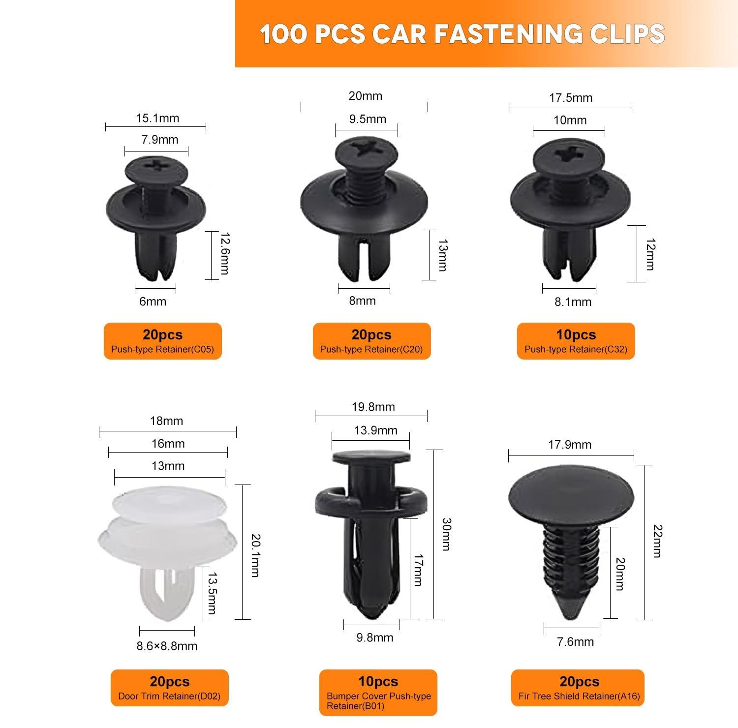 HE26 115pcs Universal Expansion Screw Clips Set for Automobiles Mudguard Leaf Plates Door Panel Clips C05 C20 C32 B01 D02 A16 Car Accessories