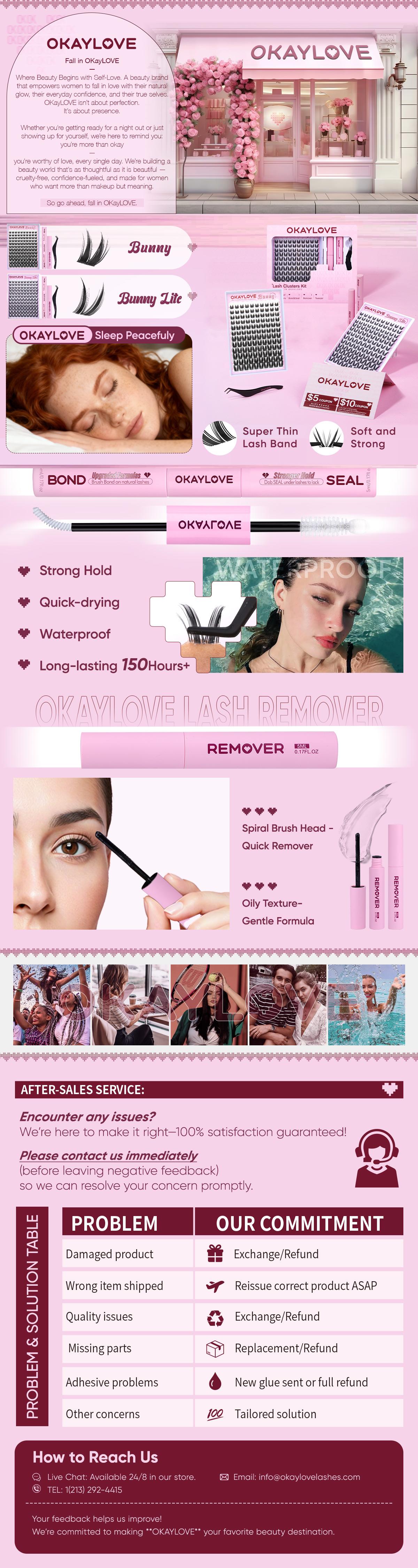 OKAYLOVE Bunny | Bunny Lite Lash Clusters Kit Mang Okaylovelashes Extension Kit  Lightweight Eyelashes Clusters with Waterproof Long-lasting Lash Bond and Seal,Tweezers and Remover for DIY Eyelash at Home Easily, Natural Makeup Girl Gifts